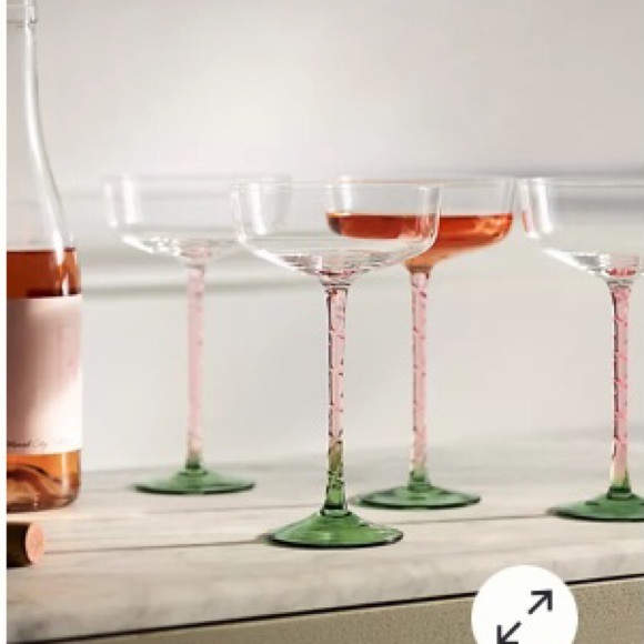 Anthropologie Coupe Glasses Handpainted Handblown Set of Four New In Box